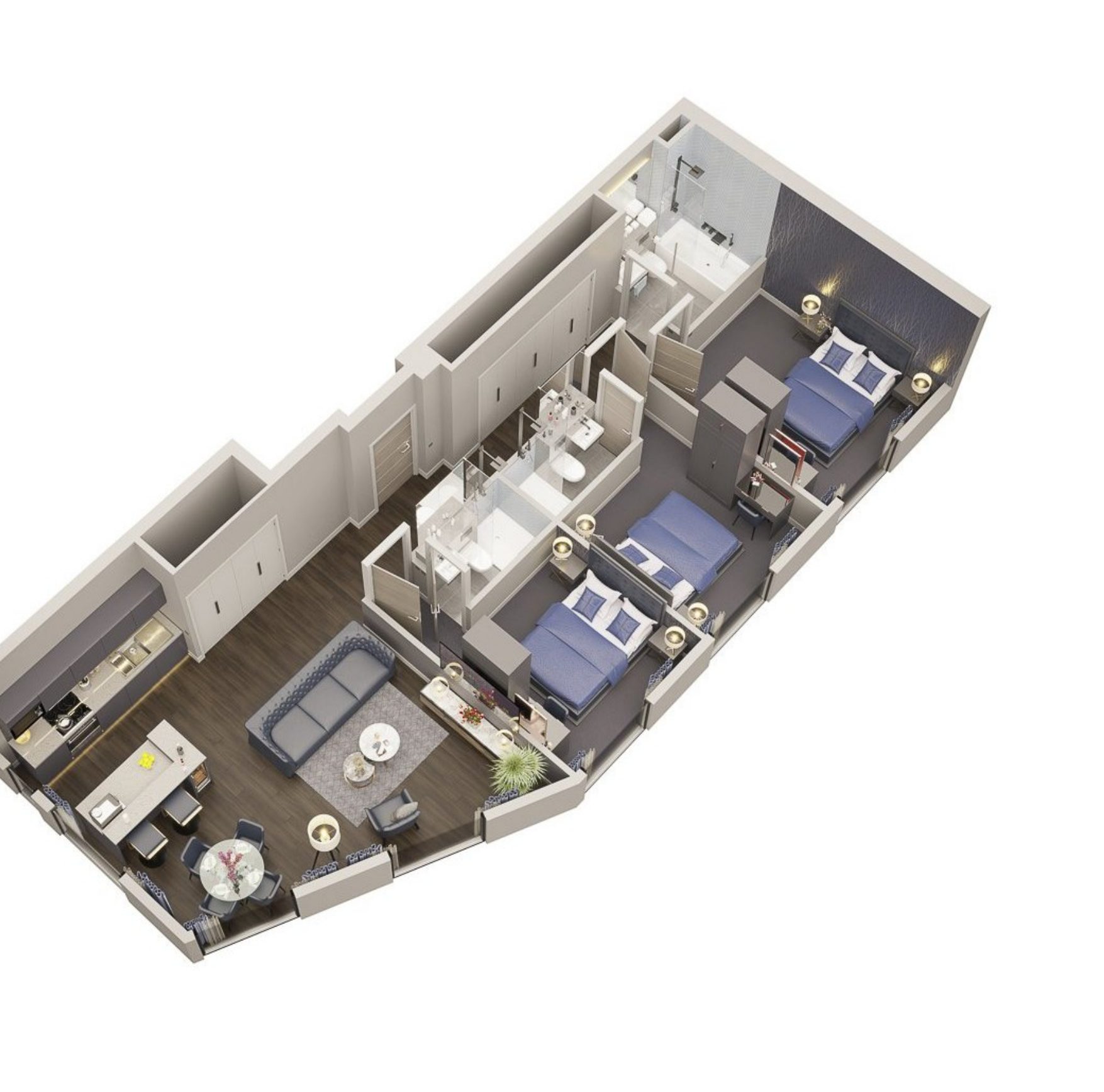 Illustrative three bedroom apartment, developer CGI