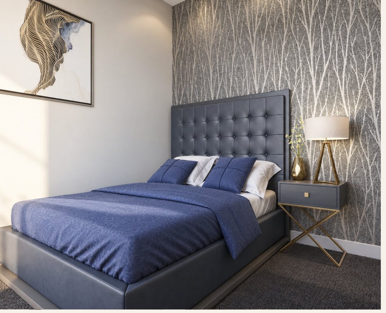 Townhouse bedroom, CGI