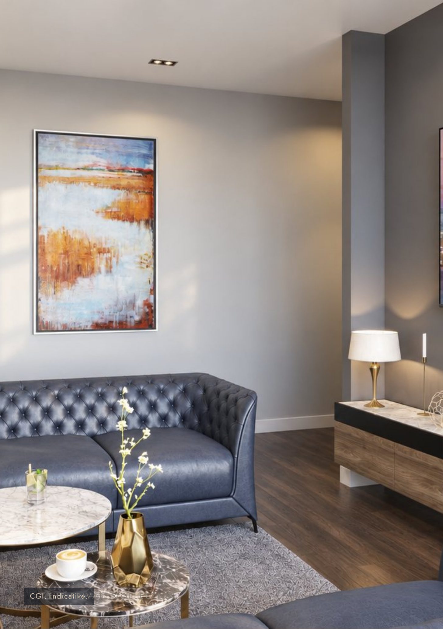 Townhouse living room, CGI