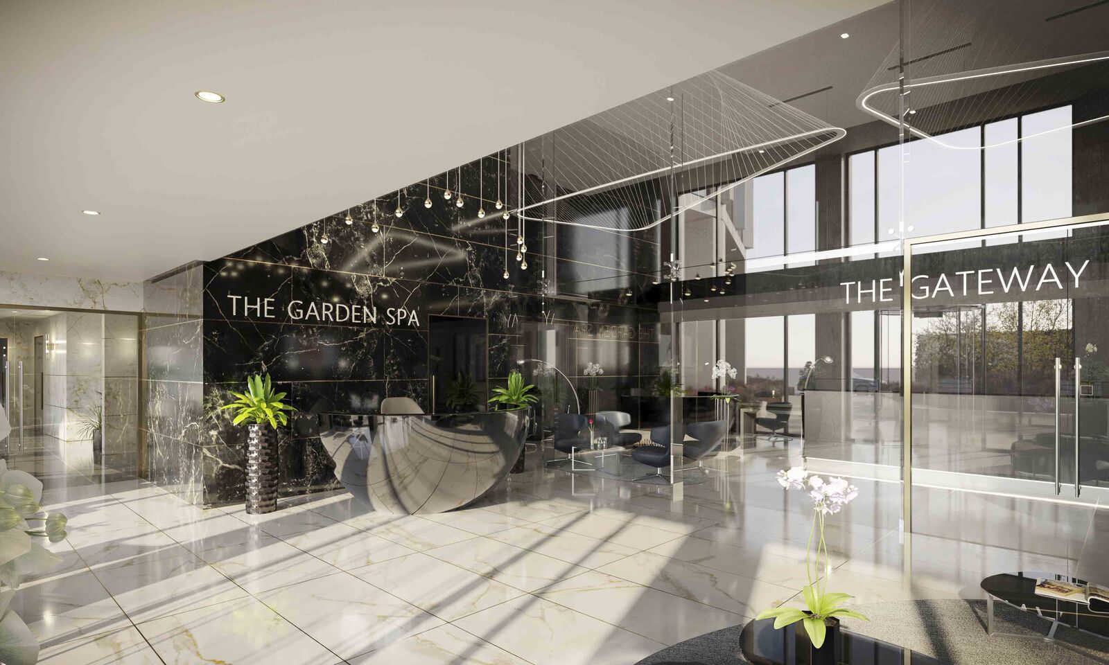 The Garden Spa entrance and reception, CGI